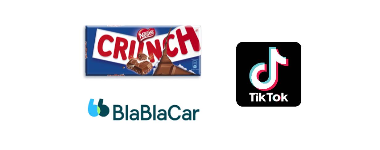 Brand names that evoke that sense of hearing: CRUNCH, BLABLACAR AND TIKTOK