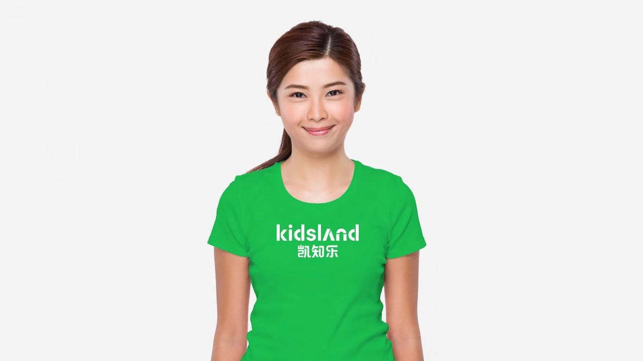 Employee wearing T-shirt with new Kidsland logo