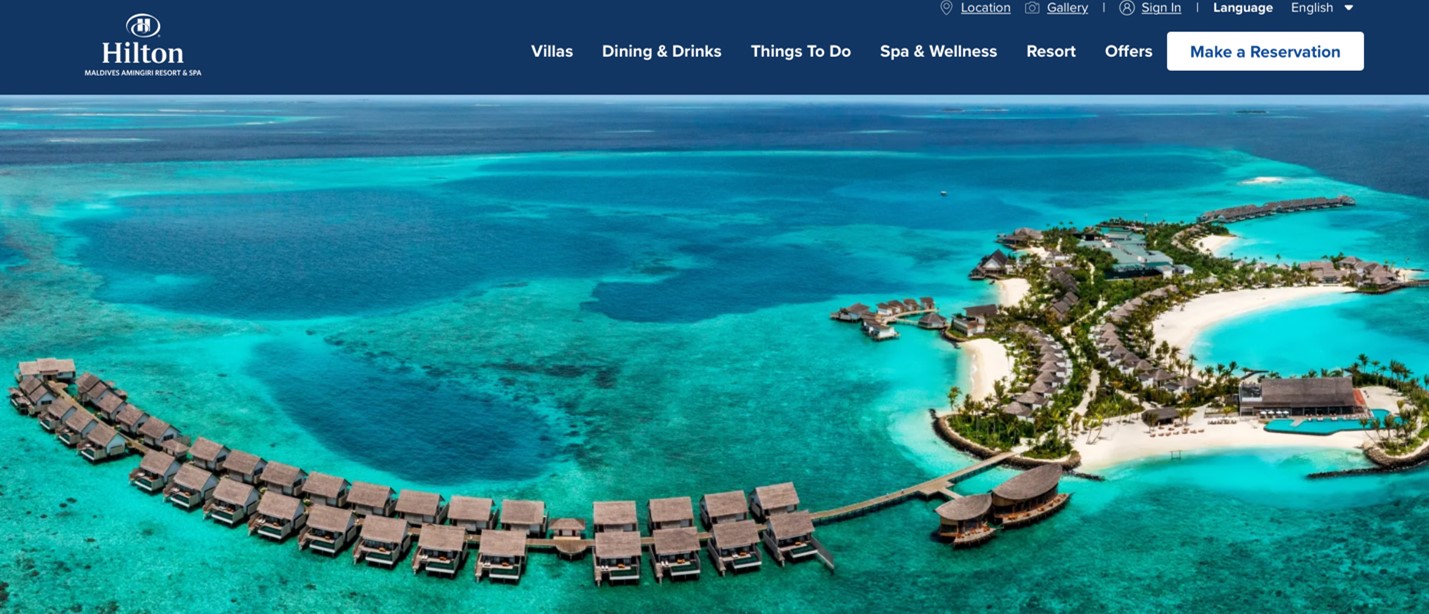 rich results on Google's SERP when searching for "Hilton Maldives""Hilton Resort""Hilton Brand Experience"